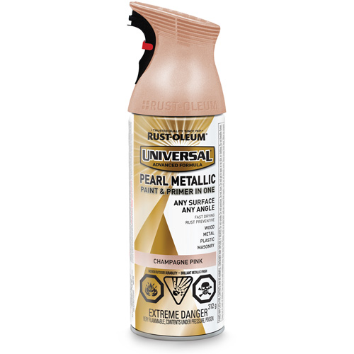 Universal&reg; Pearl Paint & Primer In One Spray Paint, Champagne Pink, Metallic, Aerosol Can Les Fournitures Industrielles Méga