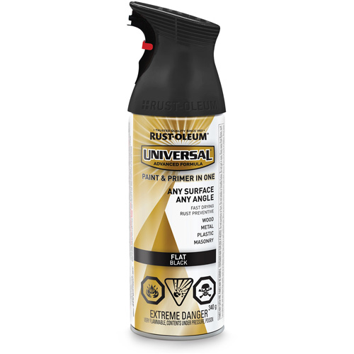 Universal&reg; Enamel Paint & Primer In One, Black, Very Flat, Aerosol Can Les Fournitures Industrielles Méga