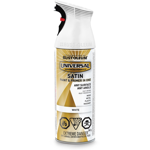 Universal&reg; Enamel Paint & Primer In One, White, Satin, Aerosol Can Les Fournitures Industrielles Méga
