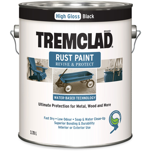 Peinture antirouille &agrave; base d'eau Tremclad, 3,78 L, Gallon, Noir Les Fournitures Industrielles Méga