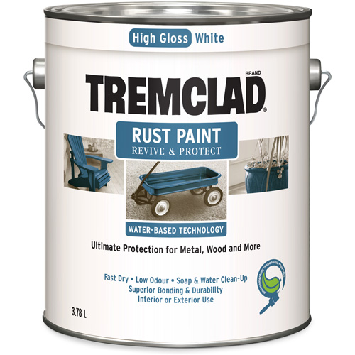 Peinture antirouille &agrave; base d'eau Tremclad, 3,78 L, Gallon, Blanc Les Fournitures Industrielles Méga