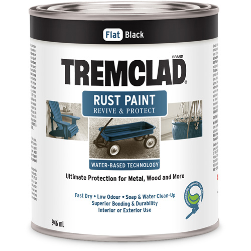 Peinture antirouille &agrave; base d'eau Tremclad, 946 ml, Canette, Noir Les Fournitures Industrielles Méga