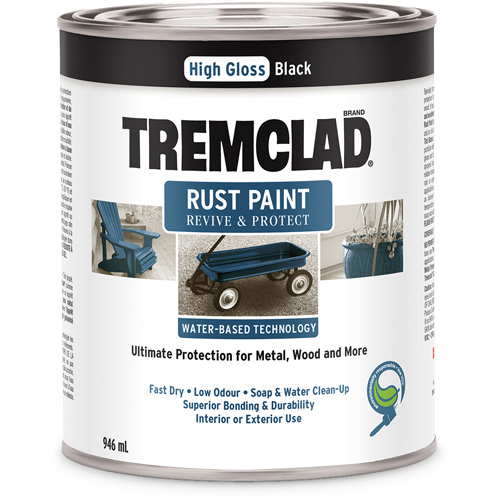 Peinture antirouille &agrave; base d'eau Tremclad, 946 ml, Canette, Noir Les Fournitures Industrielles Méga