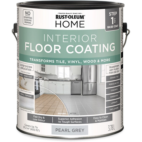 Home Interior Floor Coating System Base Coat, 3.78 L, Water-Based, Very Flat, Grey Les Fournitures Industrielles Méga