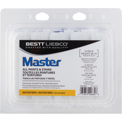 Master Microfiber Roller Cover, 10 mm (3/8") Nap, 101.6 mm (4") L Les Fournitures Industrielles Méga