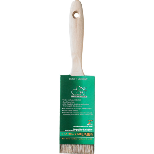 Pinceau pour murs et moulures One Coat, Soie blanche, Manche Bois, Largeur de 2" Les Fournitures Industrielles Méga