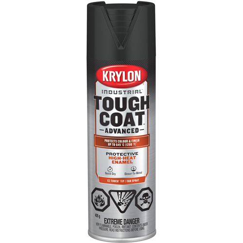 Peinture industrielle &agrave; chaleur &eacute;lev&eacute;e Tough Coat Advanced, Noir haute temp&eacute;rature, Fini mat profond, 425 g, Canette a&eacute;rosol Les Fournitures Industrielles Méga