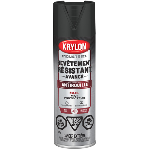 Peinture Tough Coat avec technologie Rust Barrier, Noir, Fini mat profond/Mat, 425 g, Canette a&eacute;rosol Les Fournitures Industrielles Méga