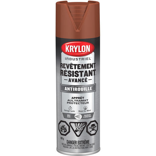Peinture Tough Coat avec technologie Rust Barrier, Appr&ecirc;t oxyde rouge, Ultra-mat, 425 g, Canette a&eacute;rosol Les Fournitures Industrielles Méga