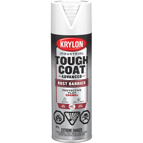 Peinture Tough Coat avec technologie Rust Barrier, Blanc, Fini mat profond, 425 g, Canette a&eacute;rosol Les Fournitures Industrielles Méga