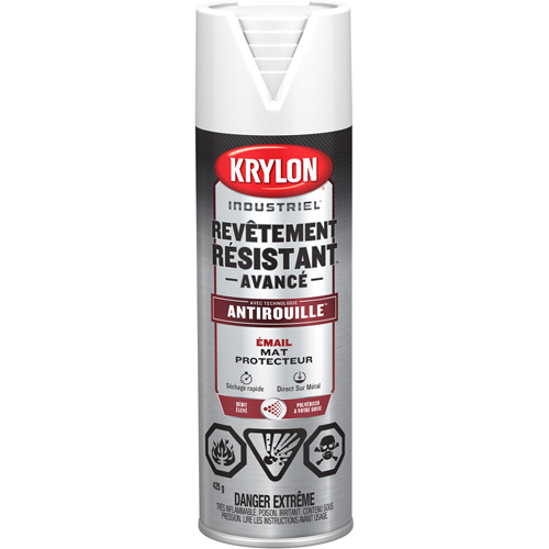Peinture Tough Coat avec technologie Rust Barrier, Blanc, Fini mat profond, 425 g, Canette a&eacute;rosol Les Fournitures Industrielles Méga