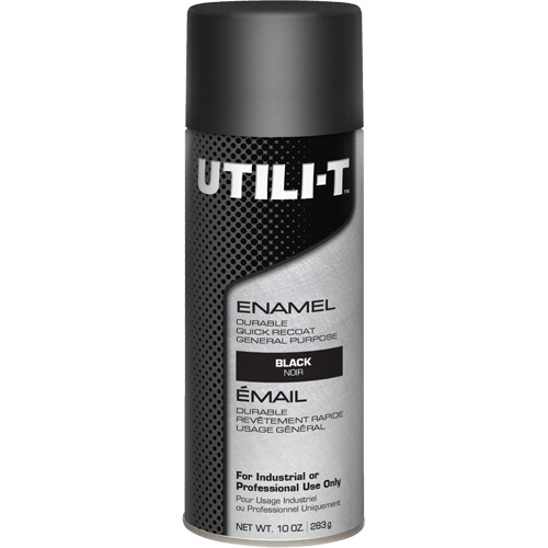 UTILI-T General Purpose Enamel Spray Paint, Black, Gloss, 10 oz./283 g, Aerosol Can Les Fournitures Industrielles Méga