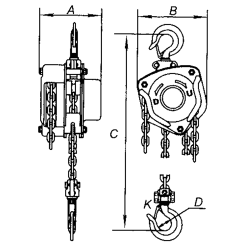 Chain Hoist, 10' Lift, 1000 lbs. Capacity, Alloy Steel Chain Les Fournitures Industrielles Méga