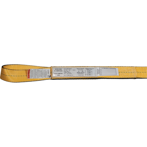 &eacute;lingues de levage en nylon, Pli Simple, Oeillet double, Type 3, 1" la x 3' lo, Limite de charge verticale 1600 lb Les Fournitures Industrielles Méga