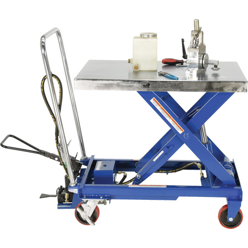 Pneumatic Hydraulic Scissor Lift Table, Steel, 32-1/2" L x 19-3/4" W, 1000 lbs. Cap. Les Fournitures Industrielles Méga