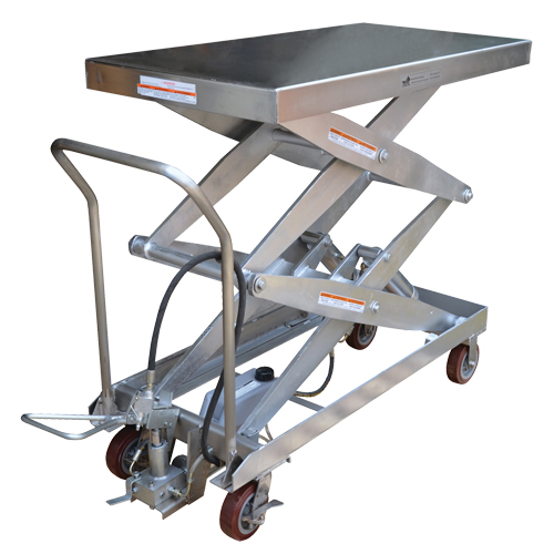 Table &eacute;l&eacute;vatrice &agrave; ciseaux hydraulique pneumatique, Acier inoxydable, 47-1/4" lo x 24" la, Cap. 1500 lb Les Fournitures Industrielles Méga