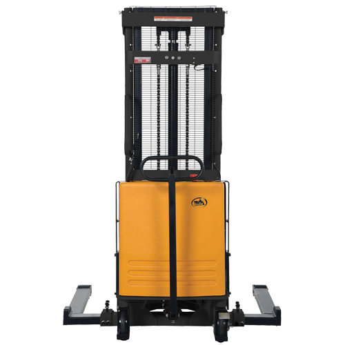 Fork Lift Stacker, Electric Operated, 2000 lbs. Capacity, 118" Max Lift Les Fournitures Industrielles Méga