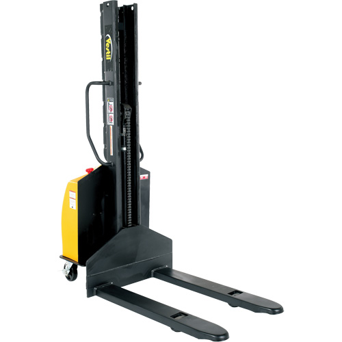 Narrow Mast Powered Lift Stacker, Electric Operated, 1500 lbs. Capacity, 63" Max Lift Les Fournitures Industrielles Méga