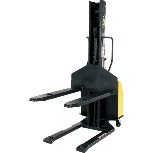 Narrow Mast Powered Lift Stacker, Electric Operated, 1500 lbs. Capacity, 63" Max Lift Les Fournitures Industrielles Méga