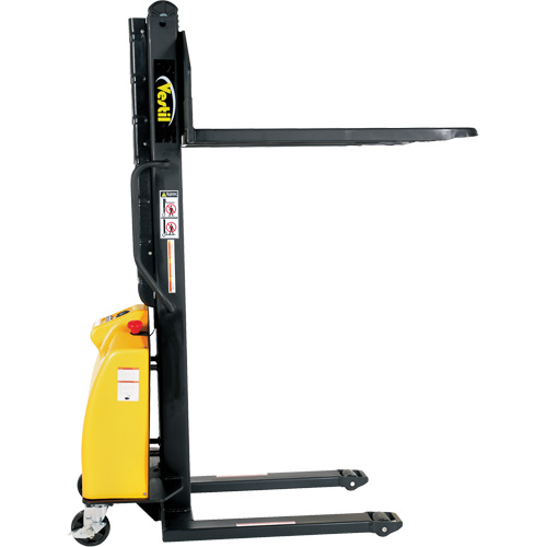 Narrow Mast Powered Lift Stacker, Electric Operated, 1500 lbs. Capacity, 63" Max Lift Les Fournitures Industrielles Méga