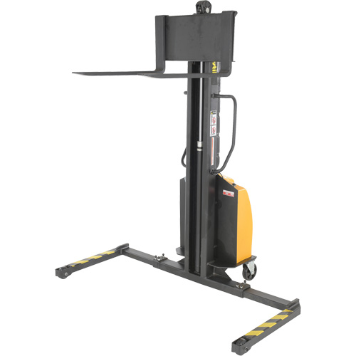 Narrow Mast Powered Lift Stacker, Electric Operated, 1000 lbs. Capacity, 63" Max Lift Les Fournitures Industrielles Méga
