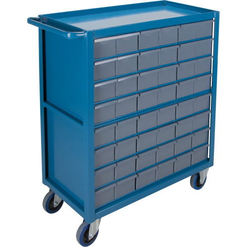 Chariot &agrave; tablette avec tiroir, 1200 lb Capacit&eacute;, Acier, 18" x la, 35" x ha, 36" p, Roues en Caoutchouc, Enti&egrave;rement soud&eacute;, 48 tirroirs Les Fournitures Industrielles Méga