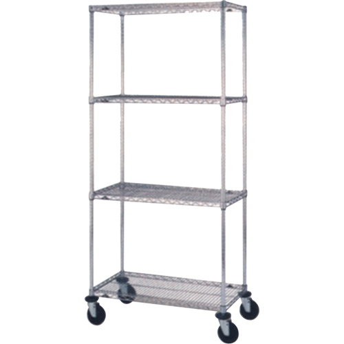 Wire Shelf Cart, Chrome Plated, 24" x 69" x 60", 800 lbs. Capacity Les Fournitures Industrielles Méga