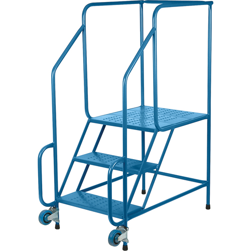 Tilt-N-Roll Ladders, Steel, 3 Steps, 22" Wide, 24" D x 27" H Top Step Les Fournitures Industrielles Méga
