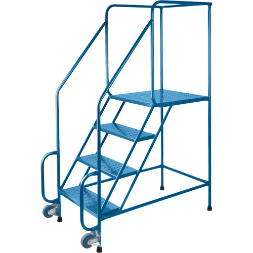 Tilt-N-Roll Ladders, Steel, 4 Steps, 22" Wide, 24" D x 38" H Top Step Les Fournitures Industrielles Méga