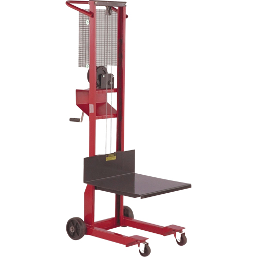 Platform Lift Stacker, Hand Winch Operated, 500 lbs Capacity, 54" Max Lift Les Fournitures Industrielles Méga