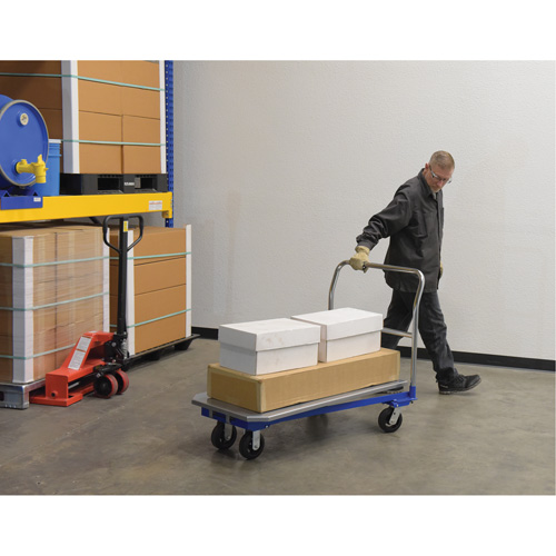 Chariot &agrave; plateforme, 48" lo x 24" la x Capacit&eacute; 1500 lb, Roues en Caoutchouc moul&eacute; Les Fournitures Industrielles Méga