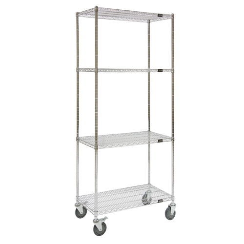 Wire Shelf Cart, Chrome Plated, 36" x 80" x 24", 800 lbs. Capacity Les Fournitures Industrielles Méga
