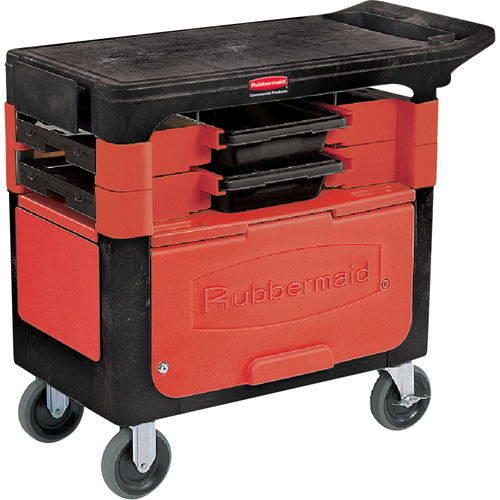 Trades Carts With Lockable Cabinet, 2 Drawers, 38" L x 19-1/4" W x 33-3/8" H, Black Les Fournitures Industrielles Méga