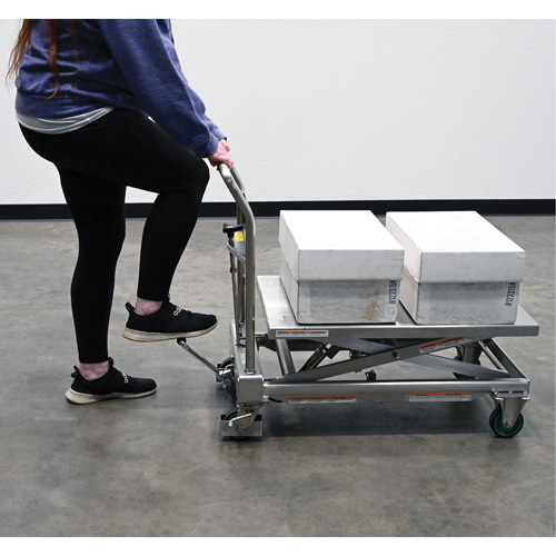 Hydraulic Scissor Lift Table, 31-1/2" L x 19-1/2" W, Stainless Steel, 550 lbs. Capacity Les Fournitures Industrielles Méga