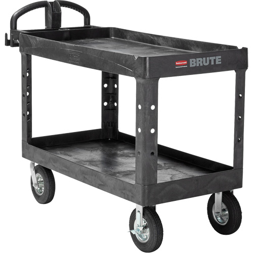 Chariot utilitaire robuste, 2 tiers, 25-1/4" x 33-1/4" x 55", Capacit&eacute; 750 lb Les Fournitures Industrielles Méga