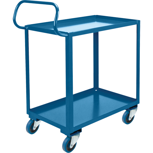 Chariot ergonomique &agrave; tablettes, 800 lb Capacit&eacute;, Acier, 26" la x 37" ha x 38" p, Bordure vers le haut Les Fournitures Industrielles Méga
