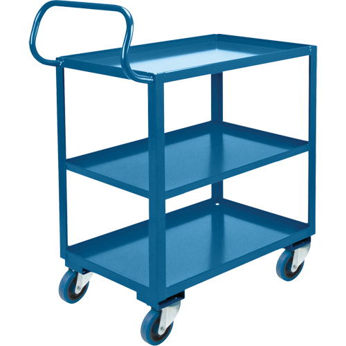 Chariot ergonomique &agrave; tablettes, 800 lb Capacit&eacute;, Acier, 20" la x 37" ha x 32" p, Bordure vers le haut Les Fournitures Industrielles Méga