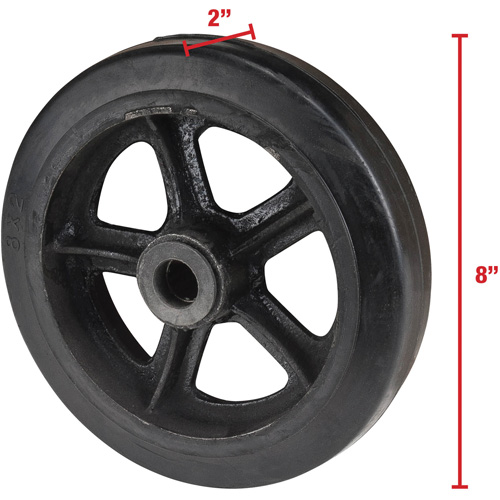 Mold-On Rubber Wheel, 8" (203 mm) Dia. x 2" (51 mm) W, 400 lbs. (181 kg.) Capacity Les Fournitures Industrielles Méga