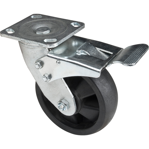 Roulettes haute temp&eacute;rature, Pivotant avec frein, 6" (152,4 mm), Nylon, 880 lb (399 kg) Les Fournitures Industrielles Méga