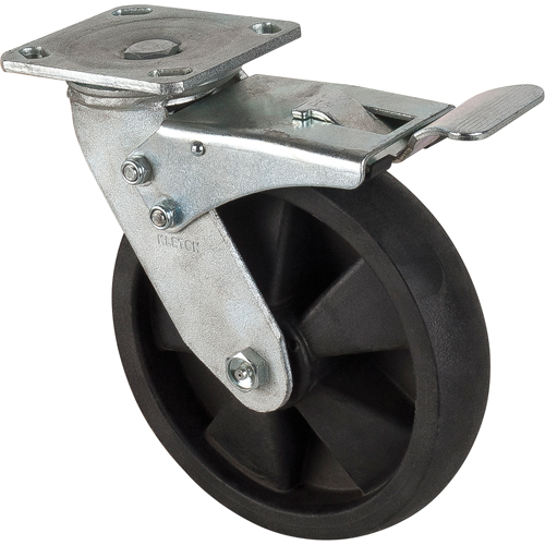 Hi-Temp Caster, Swivel with Brake, 8" (203.2 mm), Nylon, 1000 lbs. (453 kg.) Les Fournitures Industrielles Méga