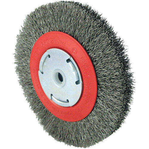 101F-2M Crimped Wire Brush, 6" Dia., 0.014" Fill, 1/2" - 2" Arbor Les Fournitures Industrielles Méga