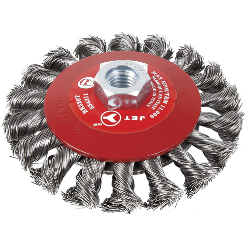 BK520T Knot-Twisted Conical Bevel Brush, 5" Dia., 5/8-11 Arbor Les Fournitures Industrielles Méga