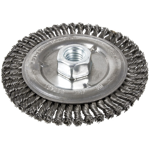 Brosse pour cordon de soudure, Dia. 5", Fils 0,022", Arbre 5/8"-11, Acier Les Fournitures Industrielles Méga