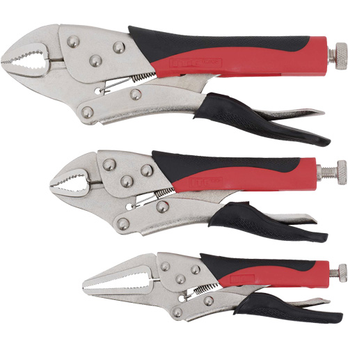Jeu de pinces-&eacute;taux &agrave; manche rembourr&eacute;, Longueur 6"/10"/7", M&acirc;choire courb&eacute;e/Bec long Les Fournitures Industrielles Méga