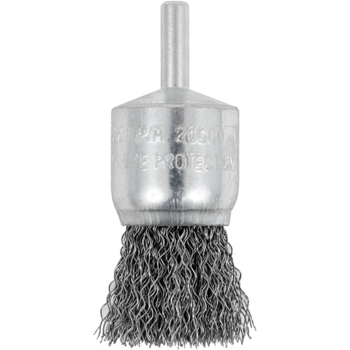 Shaft Mounted Crimped End Brush, 1", 0.012" Fill, 1/4" Shank Les Fournitures Industrielles Méga