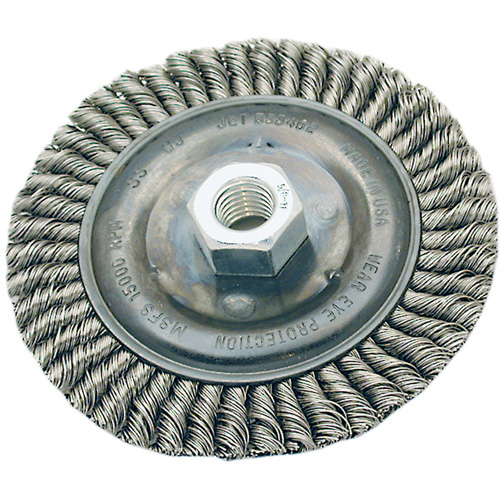 Brosse pour cordon de soudure, Dia. 4", Fils 0,022", Arbre 5/8"-11, Acier Les Fournitures Industrielles Méga