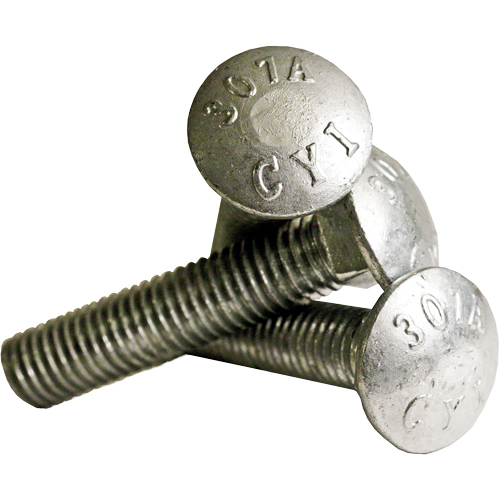 Carriage Bolt Full thread, 5/16" x 2-1/2" L, Galvanized, Coarse Les Fournitures Industrielles Méga