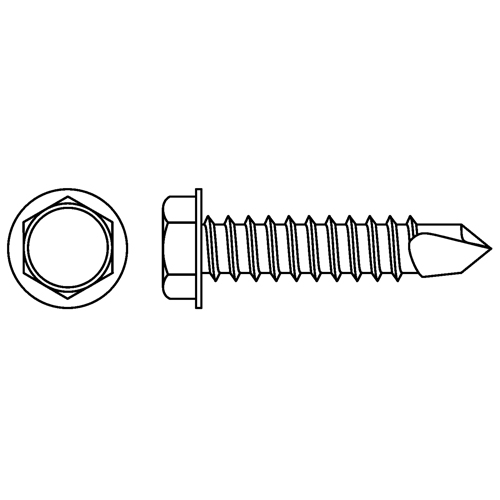 Self Drill Hex Washer Head Screws, #10 x 5/8" L, Zinc Plated Les Fournitures Industrielles Méga