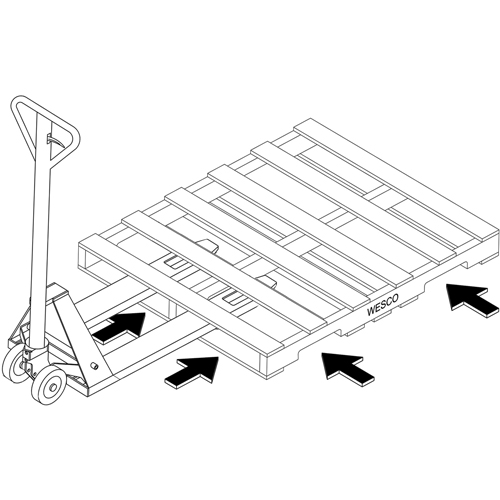 4-Way Hydraulic Pallet Truck, 48" L x 7" W, 4000 lbs. Capacity Les Fournitures Industrielles Méga