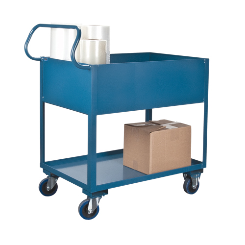 Chariots de service &agrave; bordure profonde, 2 Tiers, 24" la x 47" h x 36" p, Capacit&eacute; 1200 lb Les Fournitures Industrielles Méga